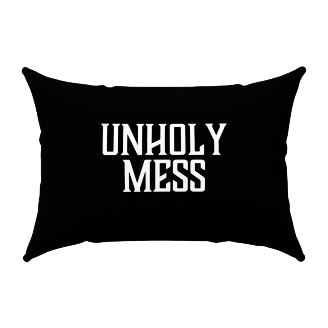 unholy mess throw pillow