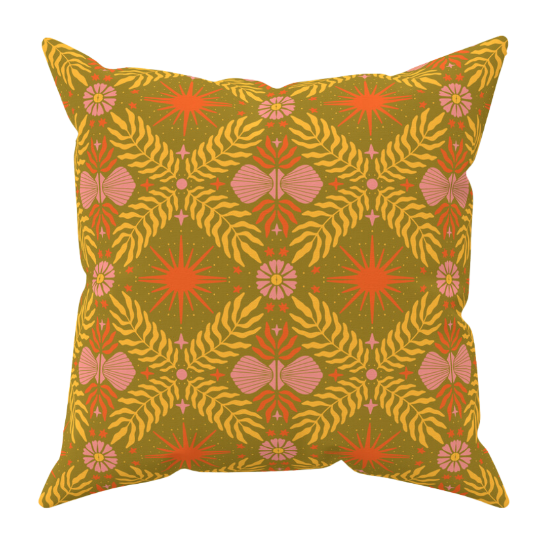 fern gully disco throw pillows+covers