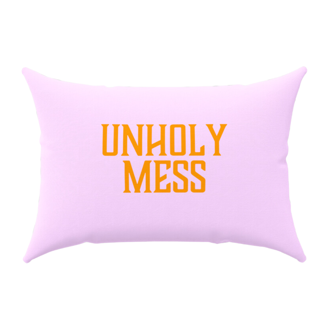 unholy mess throw pillow