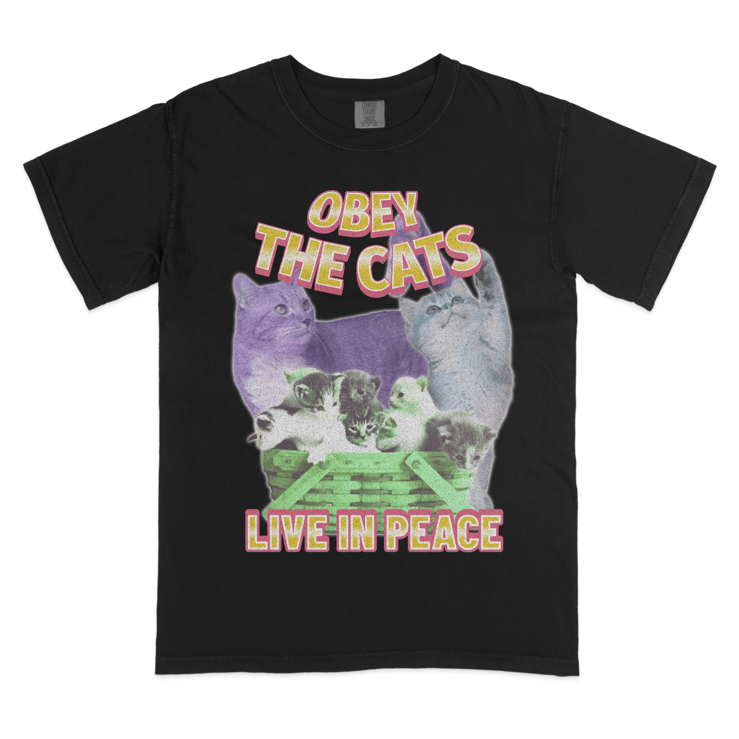 obey the cats adult vintage graphic tee