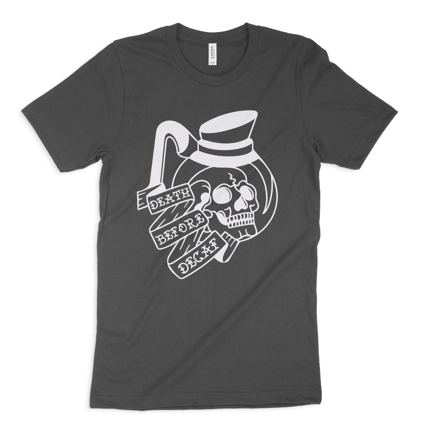 death before decaf jersey graphic tee