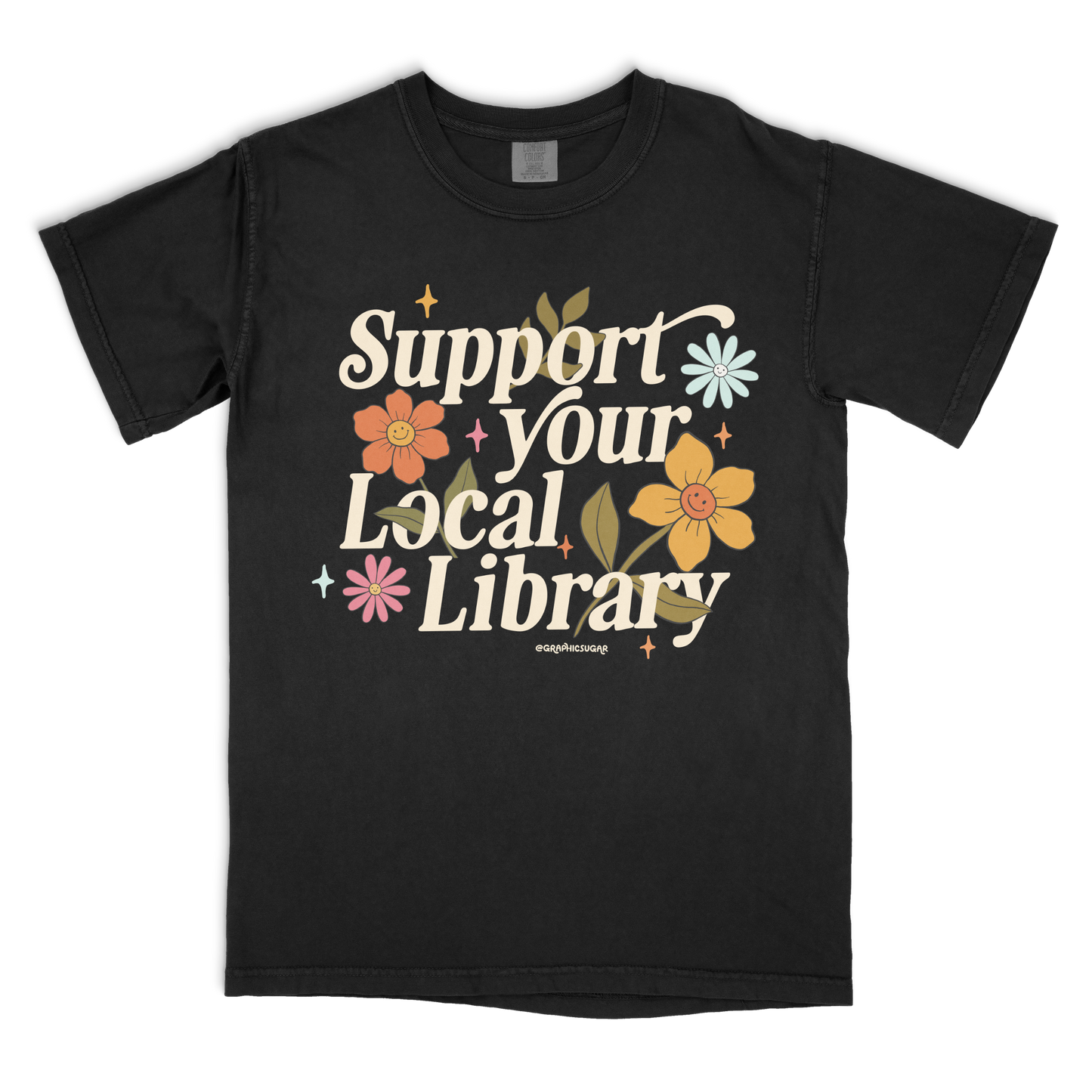 support your local library vintage tee