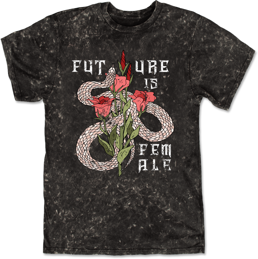 future is female black mineral wash tee