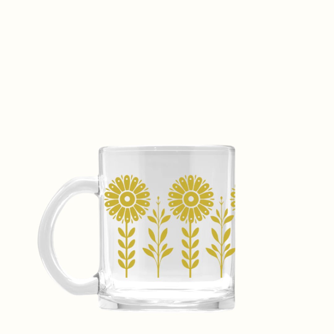 retro floral glass mugs