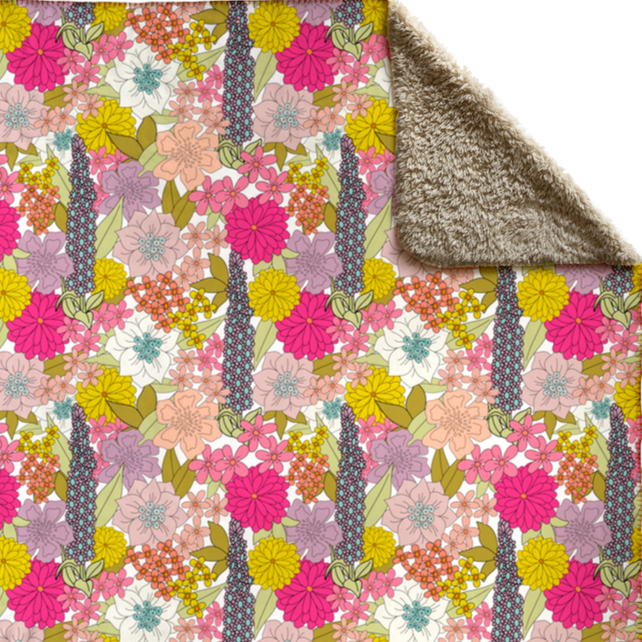 flashback flora sherpa-lined blanket