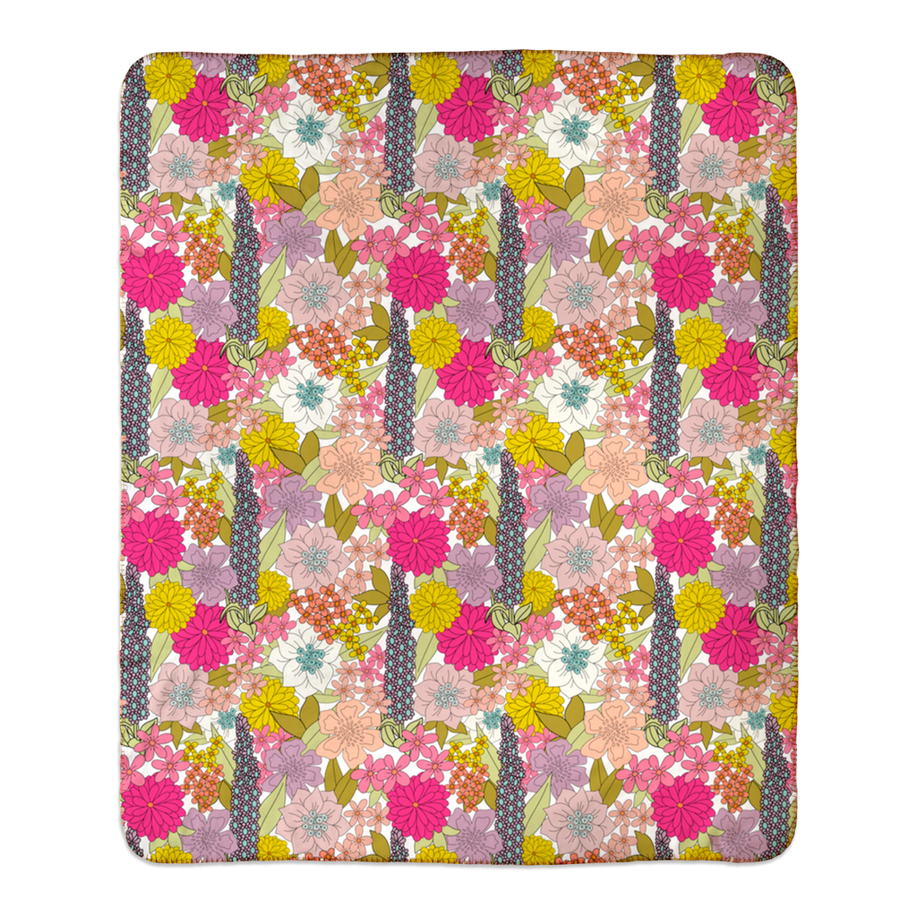 flashback flora sherpa-lined blanket
