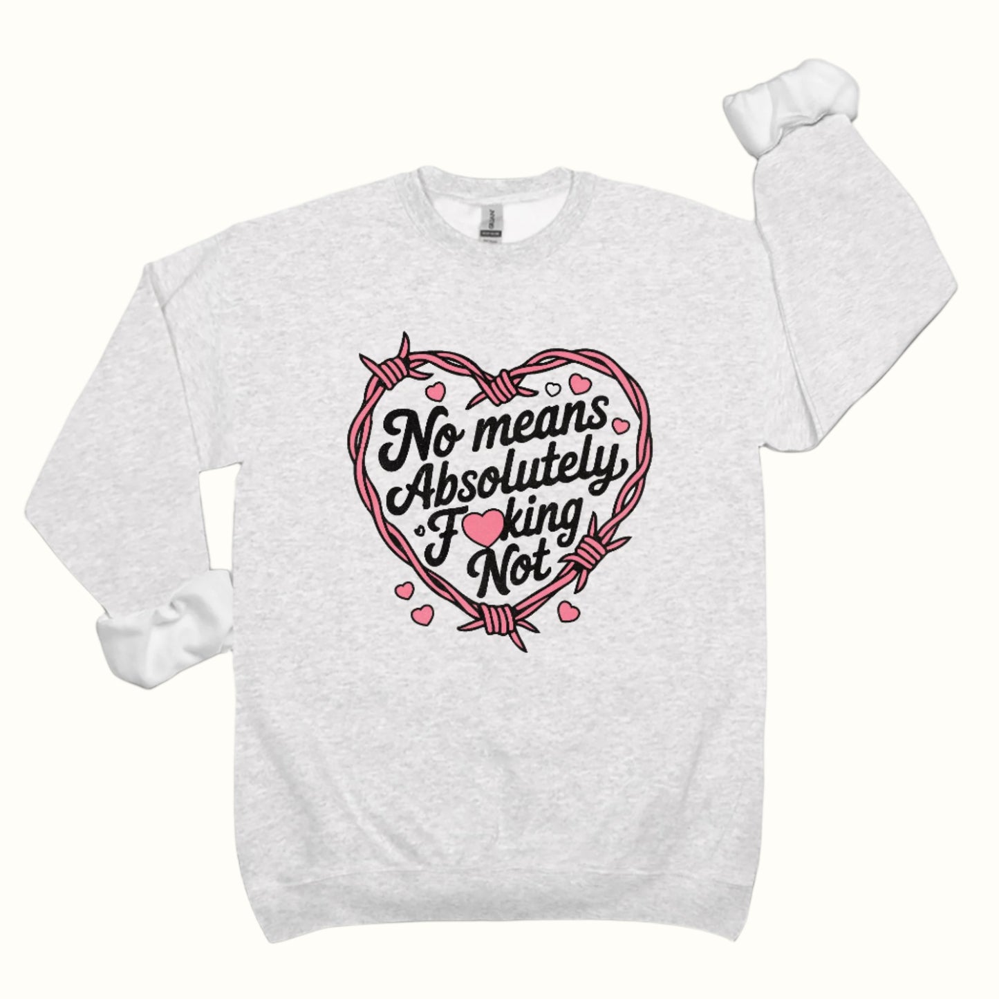 no means no classic crewneck sweatshirt