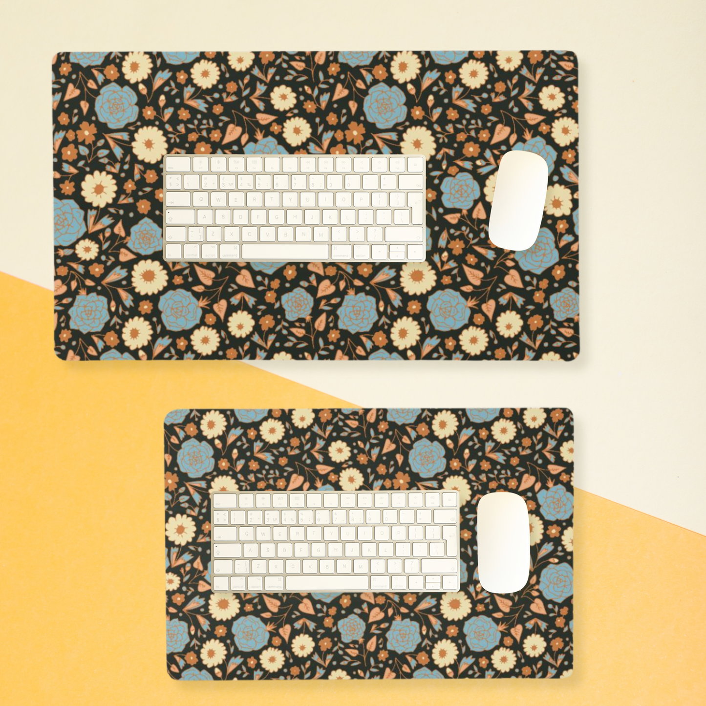 floral noir desk mat