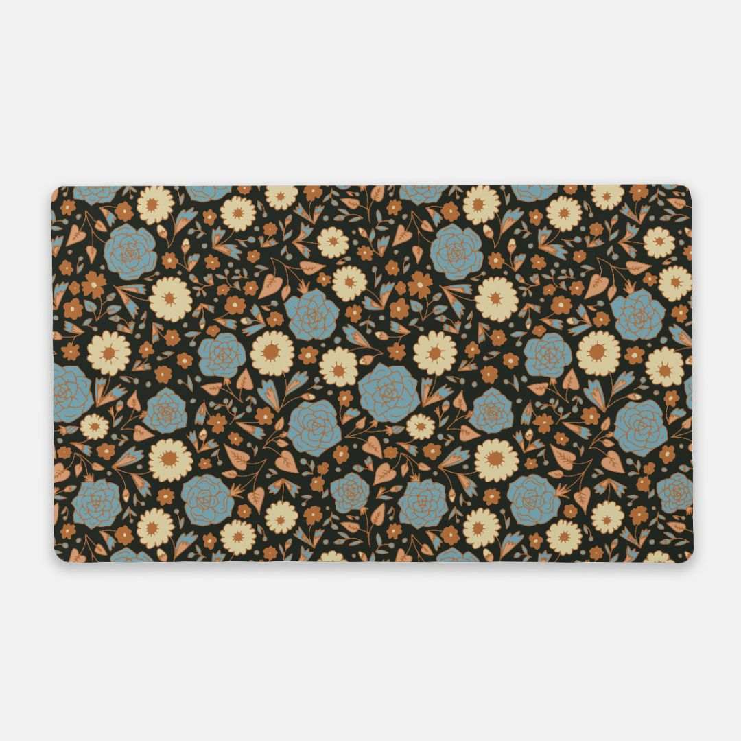 floral noir desk mat