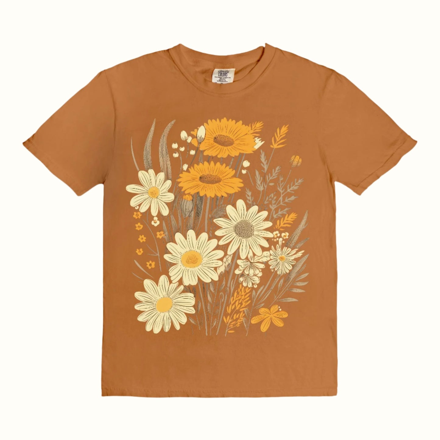 golden floral adult vintage graphic tee