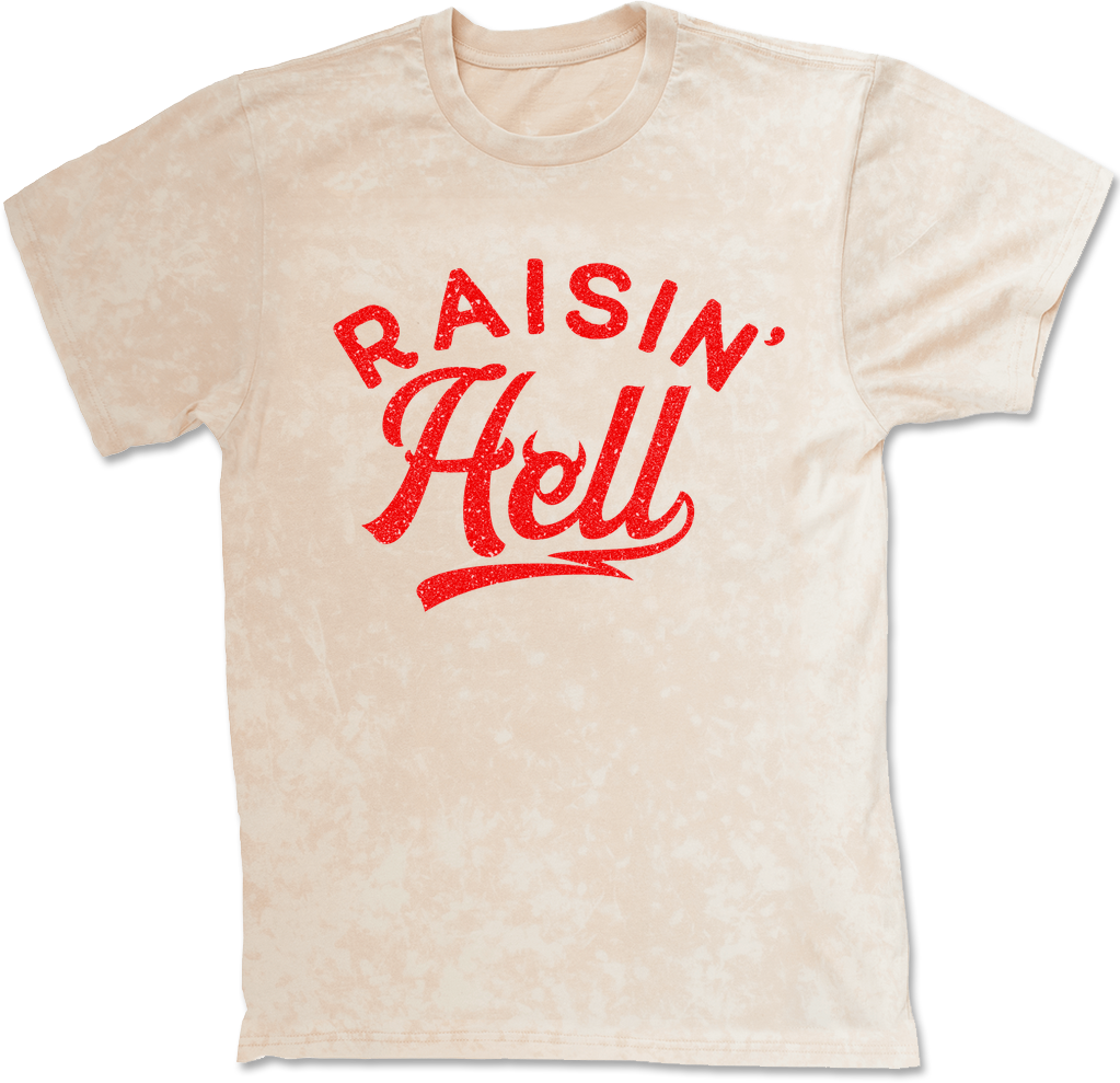 raisin' hell mineral wash graphic tee