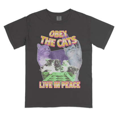 obey the cats adult vintage graphic tee