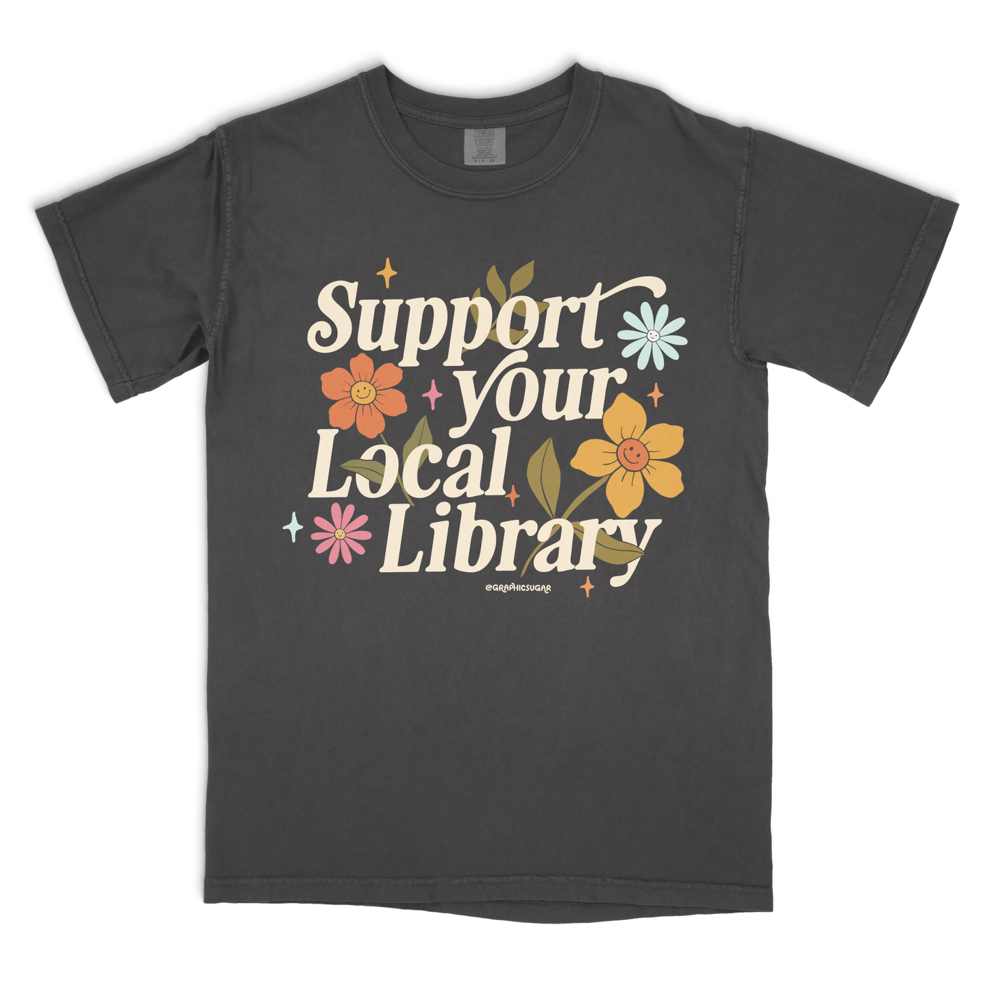 support your local library vintage tee