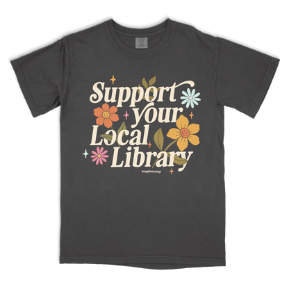 support your local library vintage tee