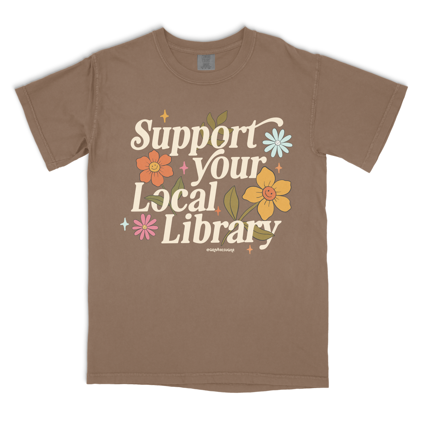 support your local library vintage tee