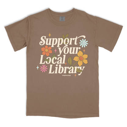 support your local library vintage tee