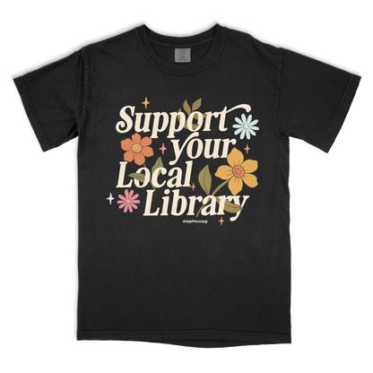 support your local library vintage tee