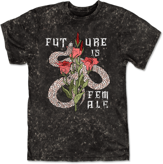 future is female black mineral wash tee